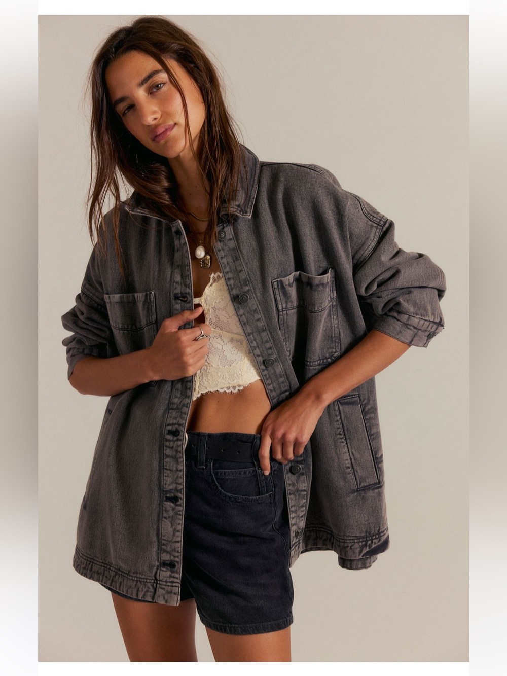 We The Free Madison City Oversized Denim Jacket Size Medium